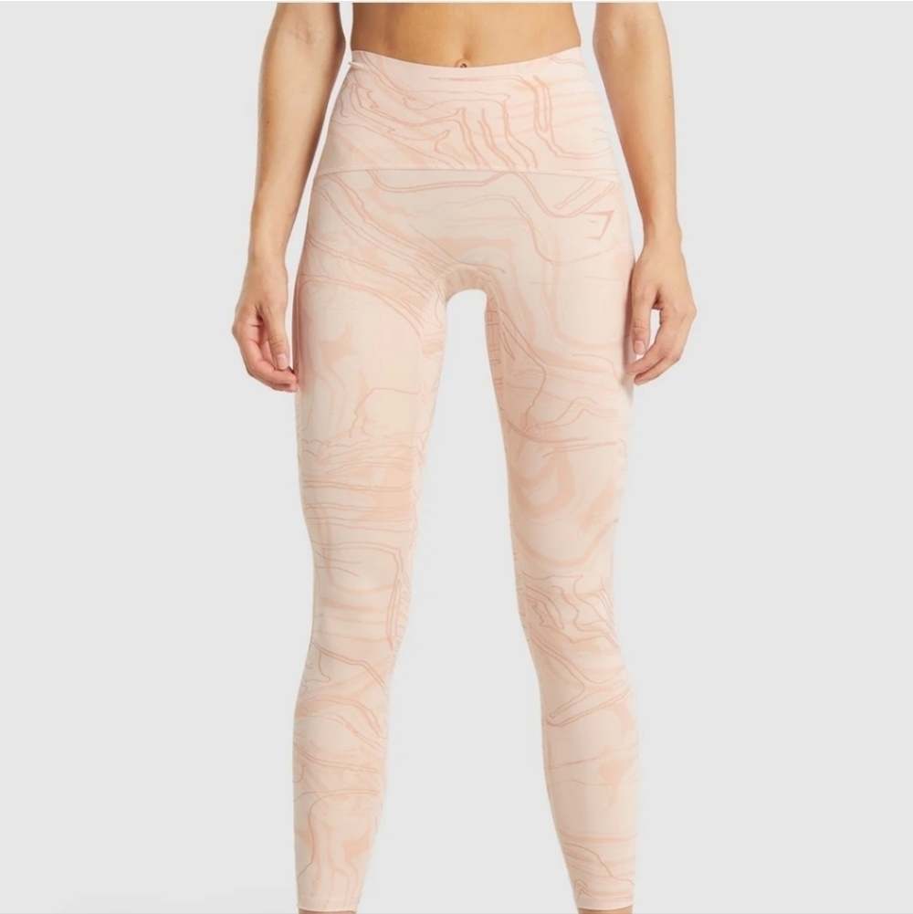 Gymshark Support Leggings in Light Pink Print Sz XSmall - Great Condition